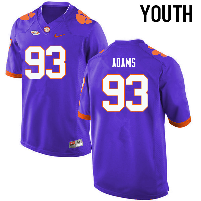 Youth Clemson Tigers #93 Gaines Adams College Football Jerseys-Purple